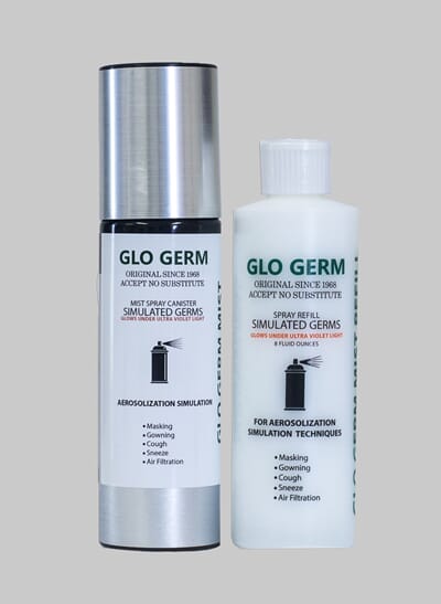 Glo Germ, sprayboks, med innhold