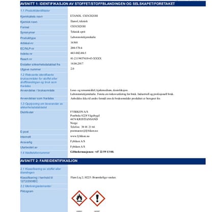 SDS Sikkerhetsdatabld for kjemikalier