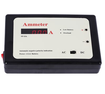 Ampermeter, digitalt, 0-20 A AC/DC