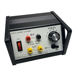 Spenningskilde, 2-12 V, AC/DC, 2-trinns