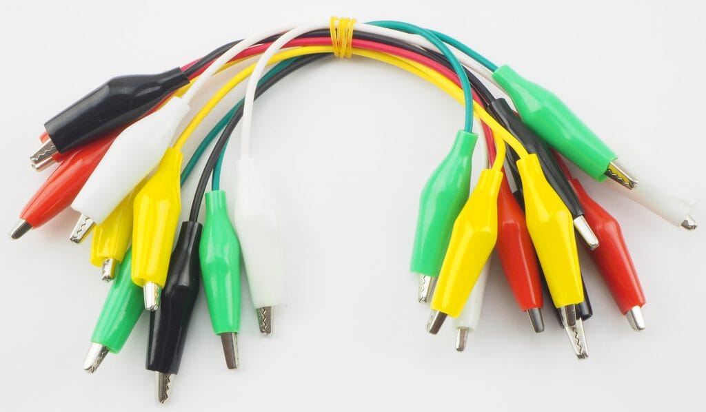 Ledning med krokodilleklemme, 185 mm, pk. á 10 stk - FYBIKON