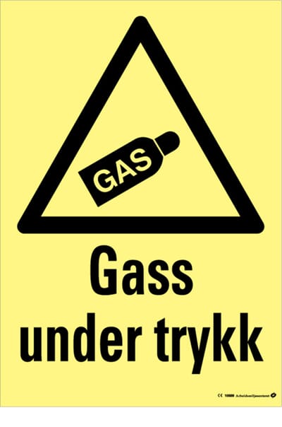 Varselskilt, A5, Gass under trykk