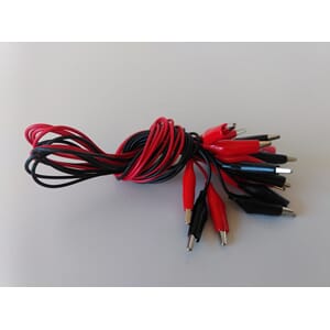 Ledning med krokodilleklips, 10 stk, Røde/ Sorte